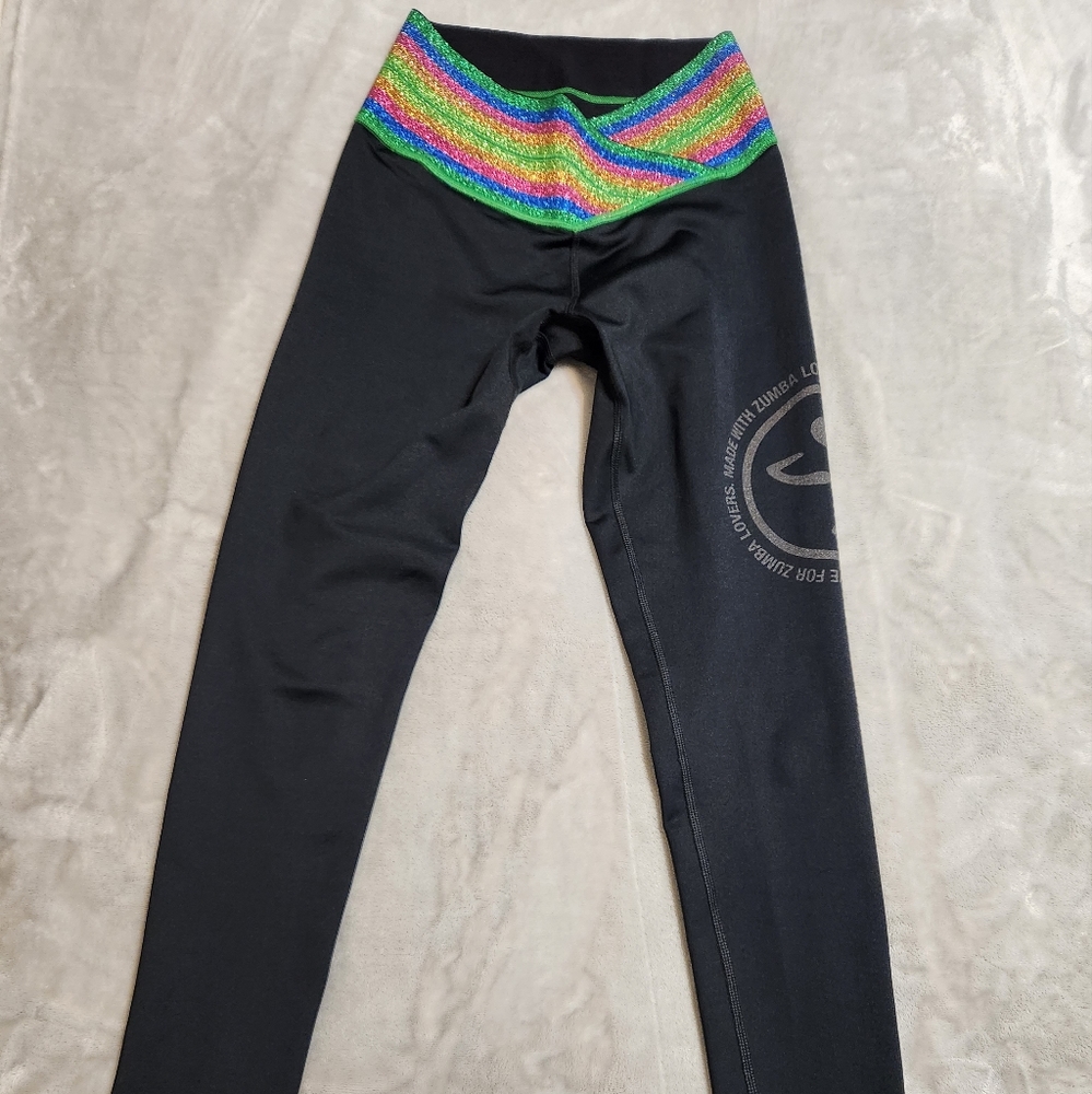 Full length Zumba leggings glitter waistband Small ( Spicy )